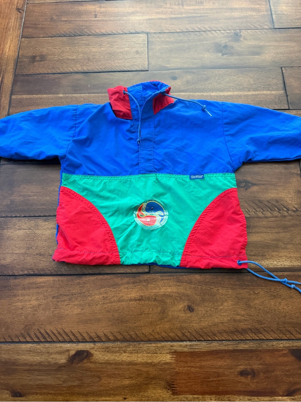 Vintage OshKosh B'gosh Blue Red Green Colorblock Pullover Jacket